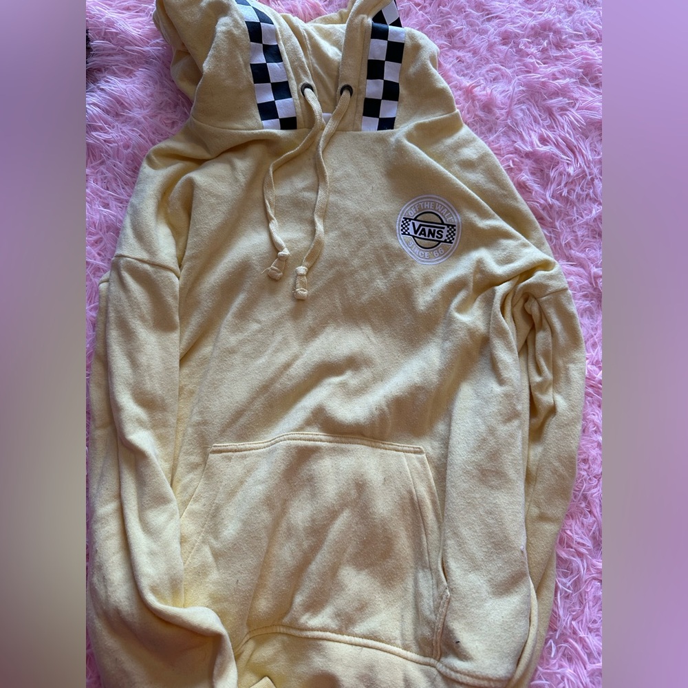 Small Vans Yellow Checkered Print Hoodie